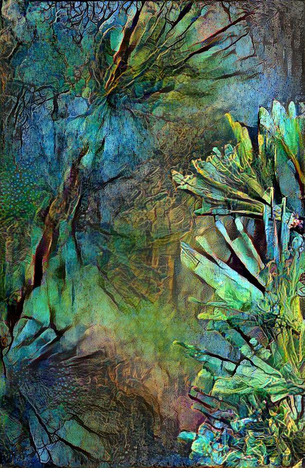 Organic Abstract in blue-green style