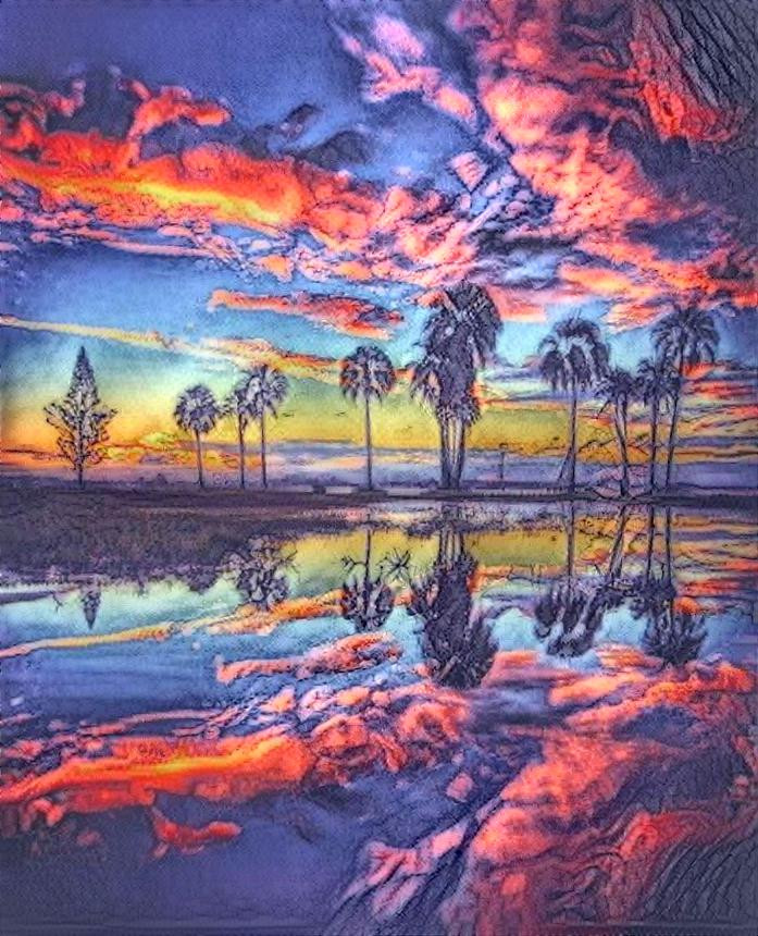 Reflection of Palm Trees