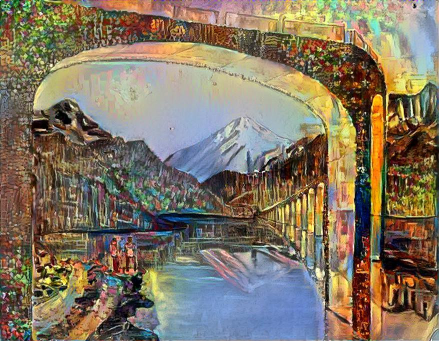 Digital Art by MJI Bridge over calm waters