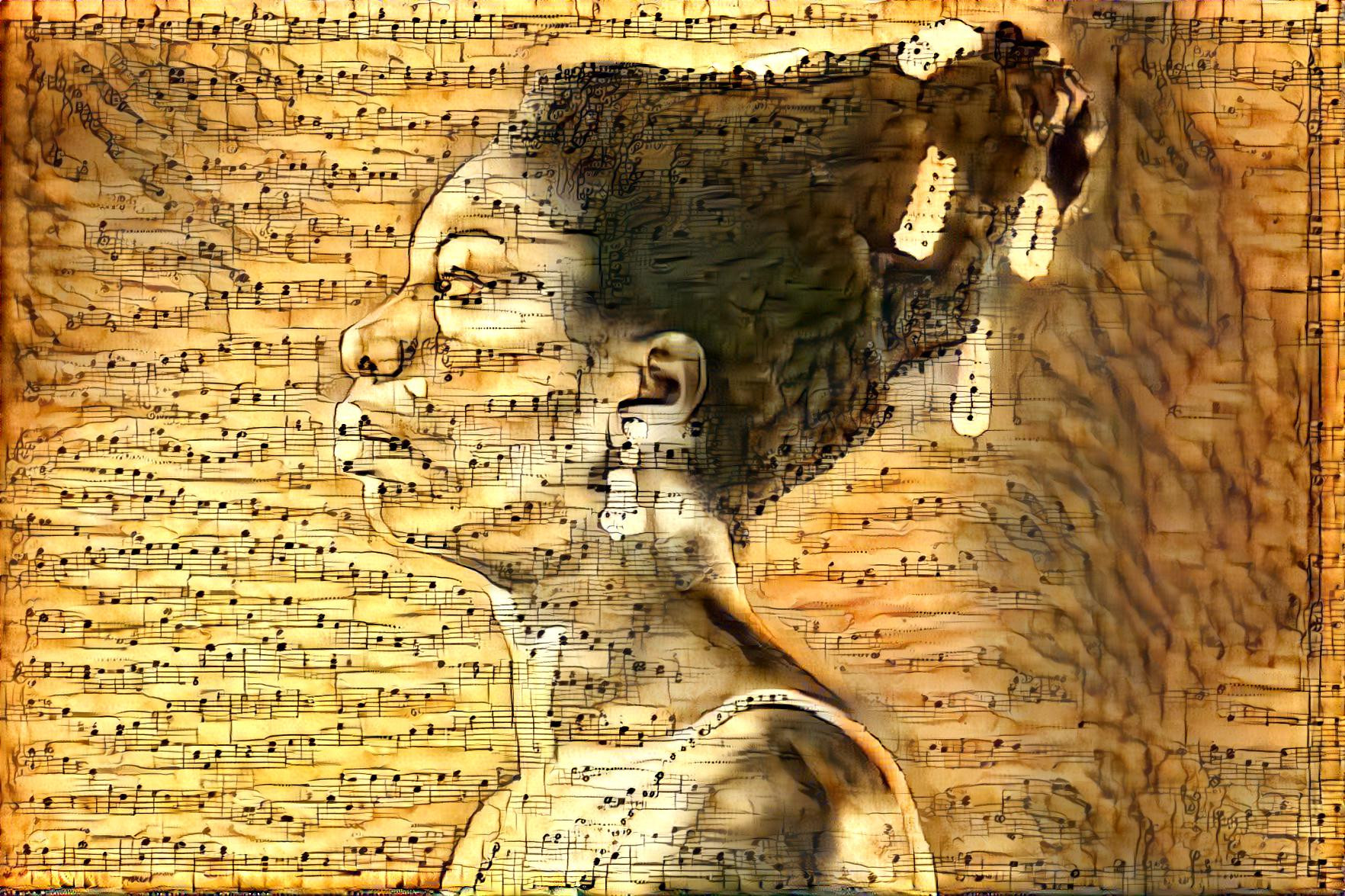 Deep Dream inspired by image of the great musical legend Nina Simone. She was a force of artistic integrity, passion and a desire to stir the conversation for true Civil Rights.