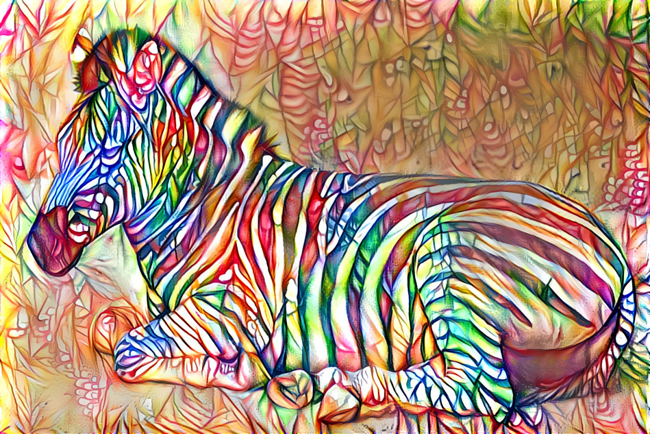 "Crayon zebra" _ source: Irene Muehldorf's "Color My Zebra" challenge (on "Deep Dreamers" Facebook group  _ (201108)