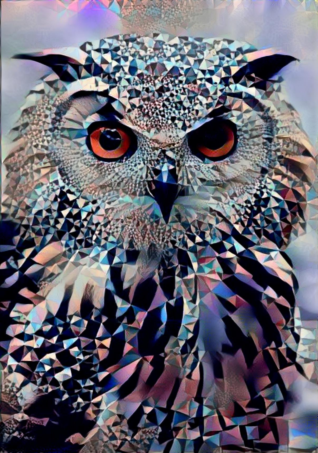 Fractured Mirrored & Faceted Owl 