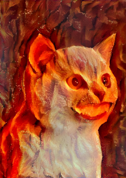cat with human smile, made from bacon