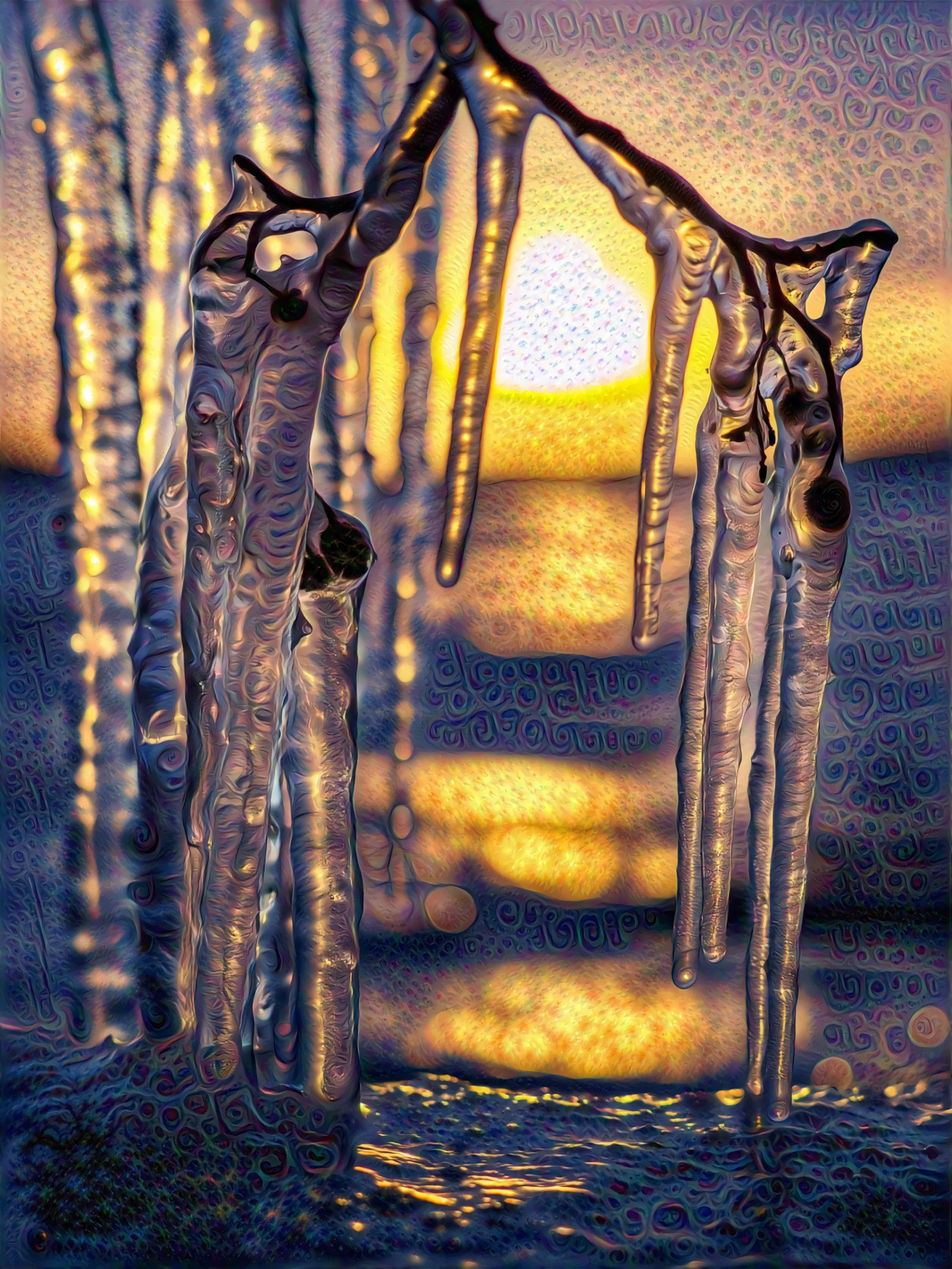 Sunset on Frozen Icicles