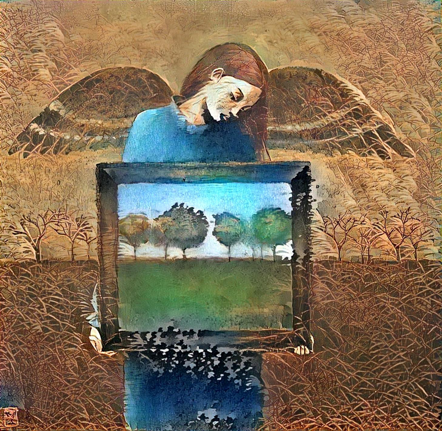 Tired Angel Holding onto a Deep Dream