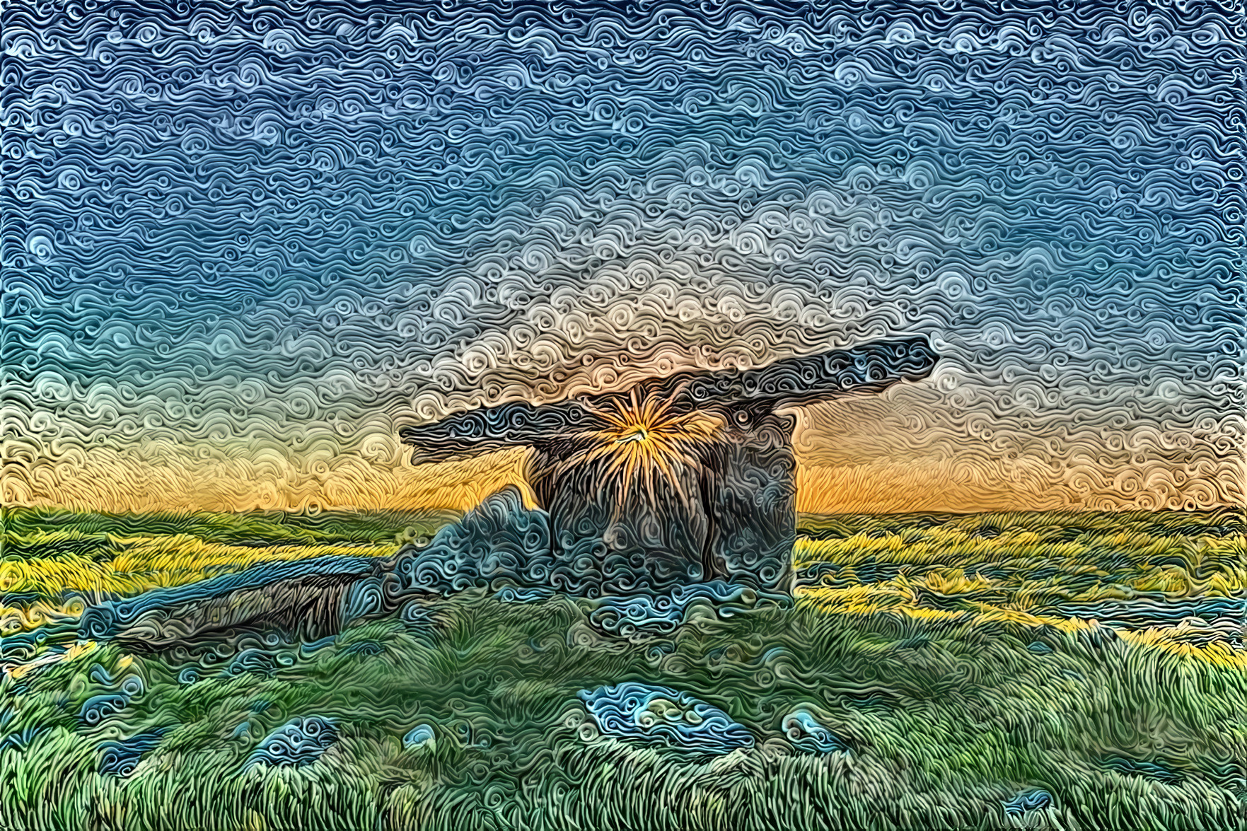 "Sunset at Poulnabrone Dolmen" - source photo by Todor Tilev