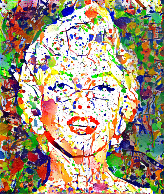 Marilyn Monroe, dripping splatter paint, color