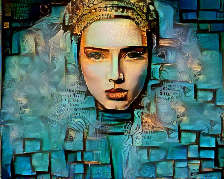 Blue Hairy Mosaical Girl