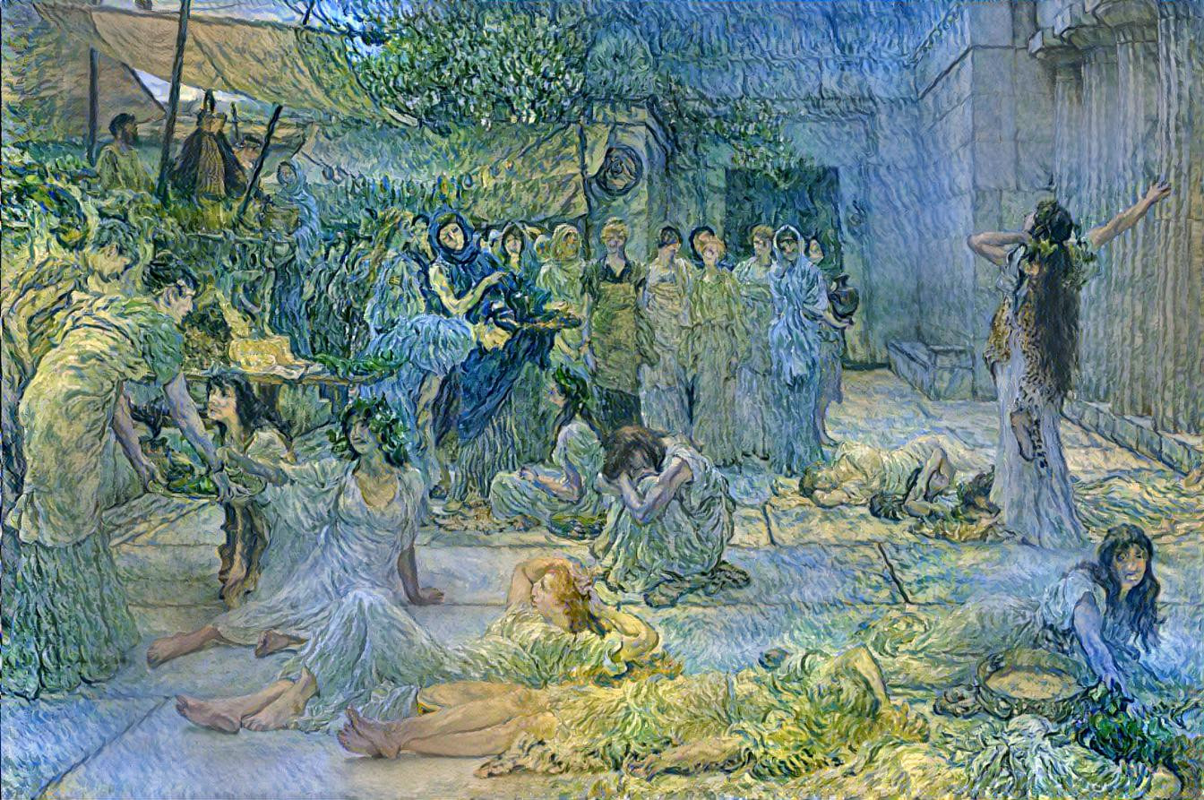 The Women of Amphissa by Lawrence Alma-Tadema + Oliveraie by Vincent Van Gogh
