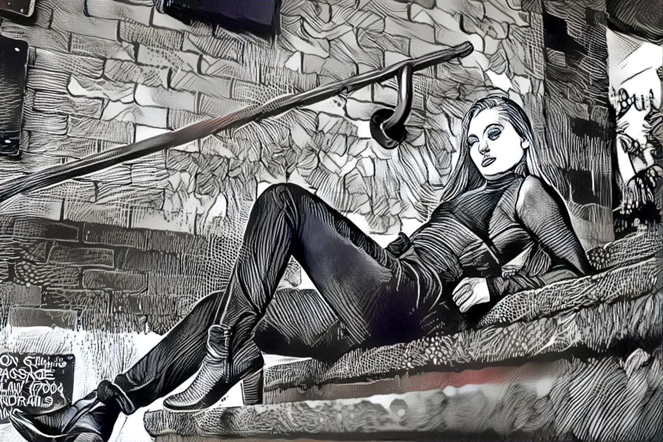 woman on stairs