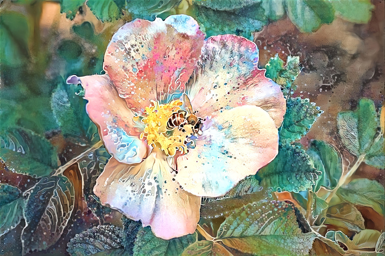 Bee on a Beach Rose 