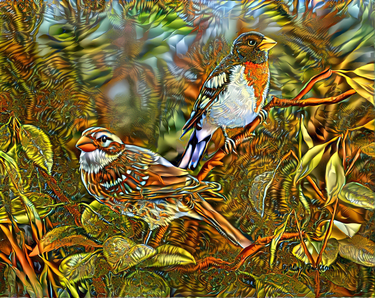 Birds in the autumn garden.-3