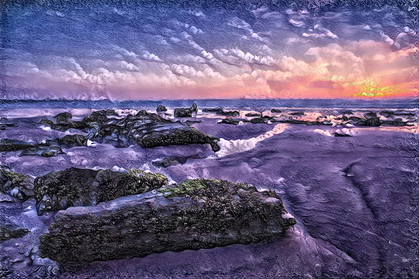 Purple Rocky Coastline