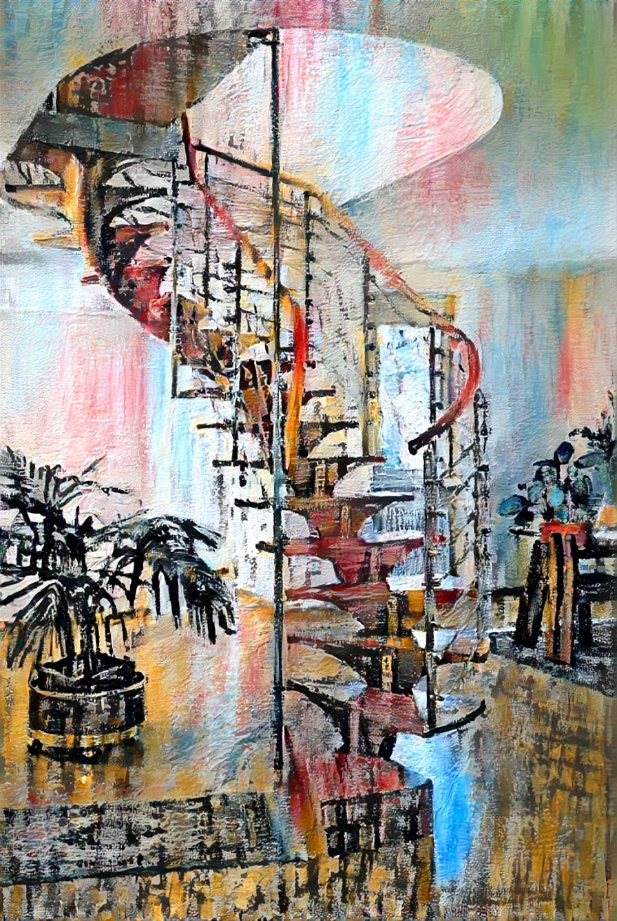 spiral stair case painting