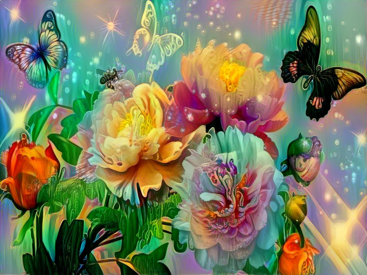 Beautiful Flowers And Butterflies