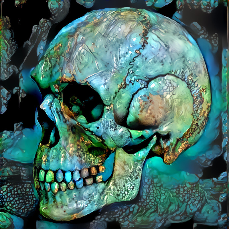 skull, side profile, turquoise