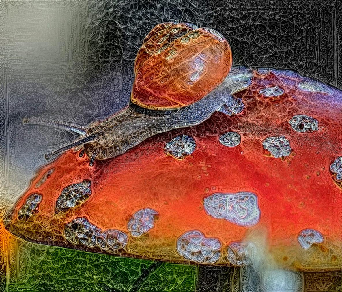 snail and fly agaric