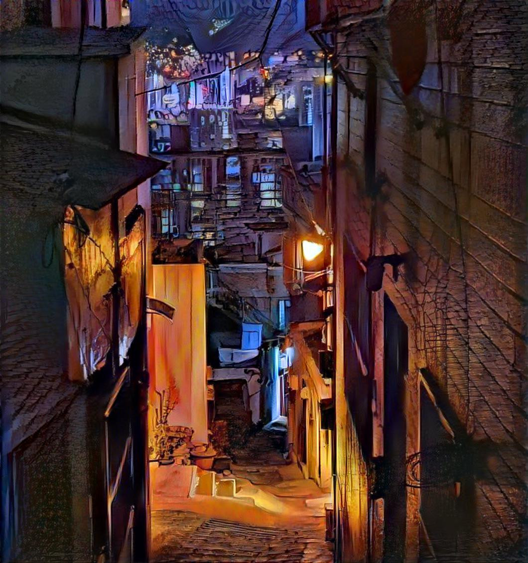 Small alley at night in Busan