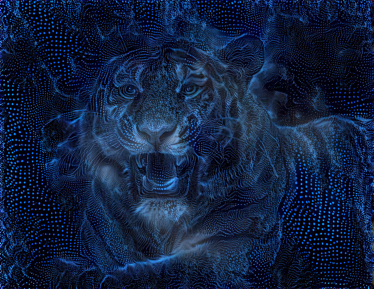Blue tiger, dot matrix