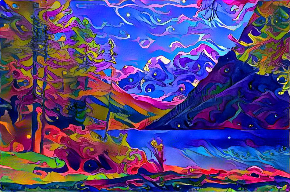 Psychedelic mountain landscape