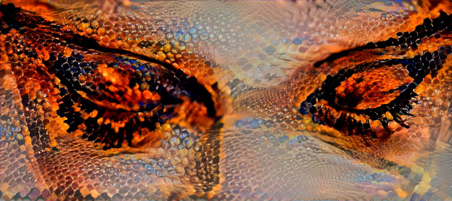 snake eyes - snake skin - orange, black