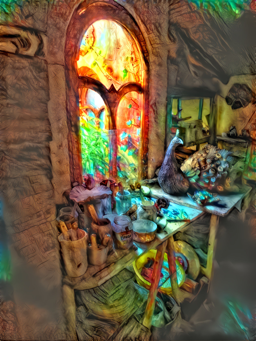 -  -  -  -  -  'Portugese Sculpture Studio'  -  -  -  -  -  Digital art by Unreal - from own photo.  