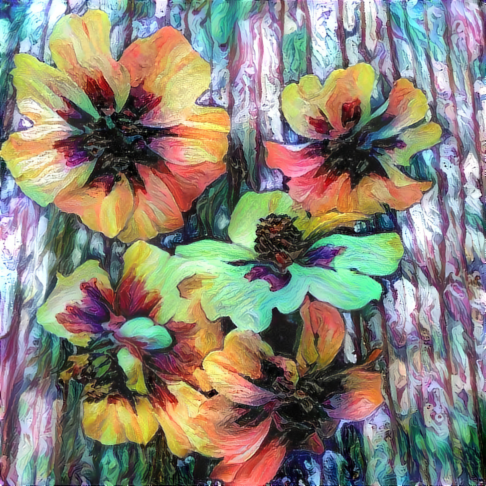 Marigolds on Painted Wood