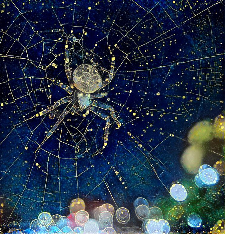 A spider at night