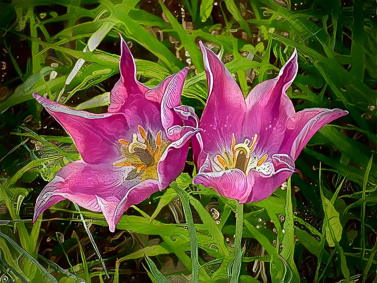 Magenta tulip twins
