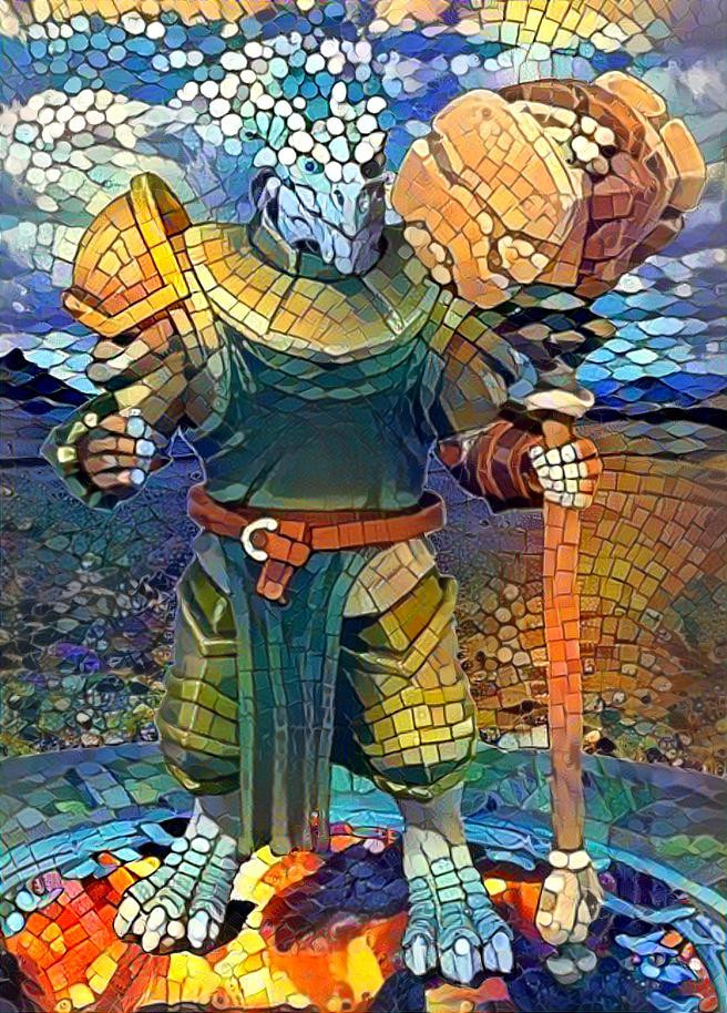 Dragonborn fighter mosaic