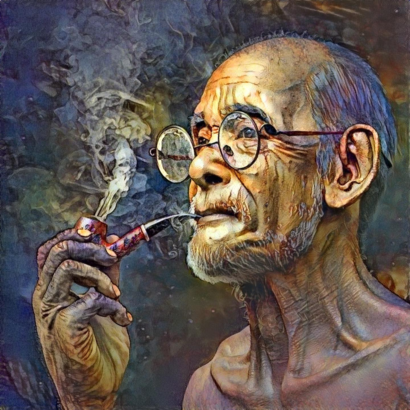 Old Man Smoking