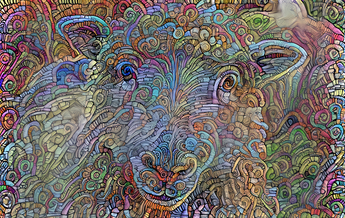 Shaggy sheep, colored curls