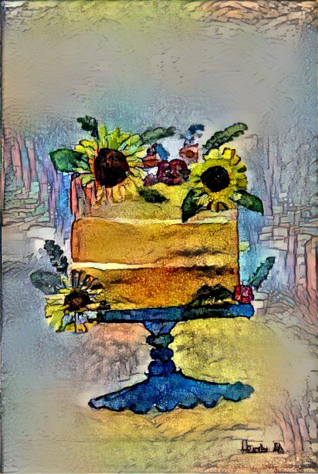 yellow cake with sunflowers