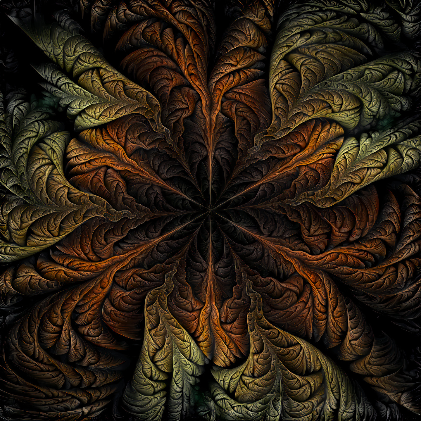 Fractal Brown and Green Leaves