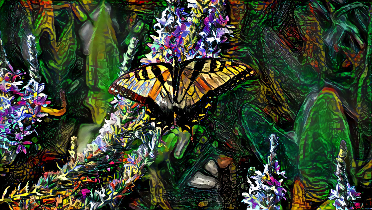 Style by me and the original photo: https://mlewallpapers.com/view/16x9-Widescreen-1/Swallowtail-Butterfly-on-Purple-Wildflowers-1283.html