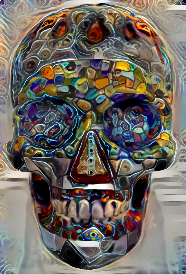 Stained glass skull