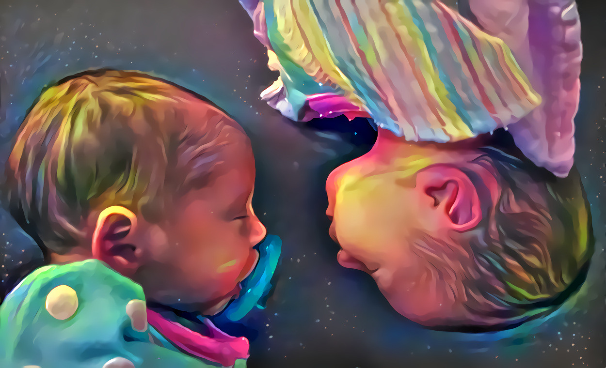 3-day-old twins in yin yang pose
