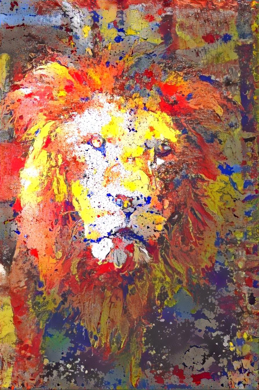 street art lion
