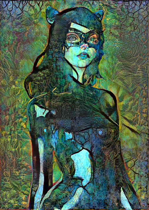 catwoman, green, blue, black