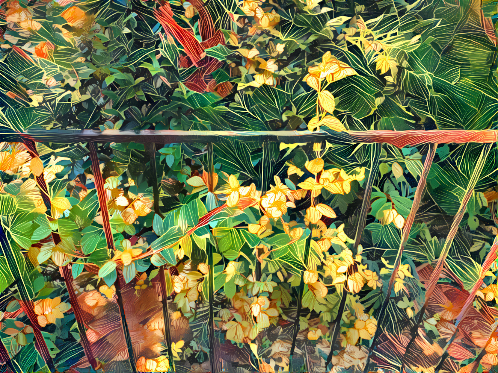 Vibrant, leafy fence