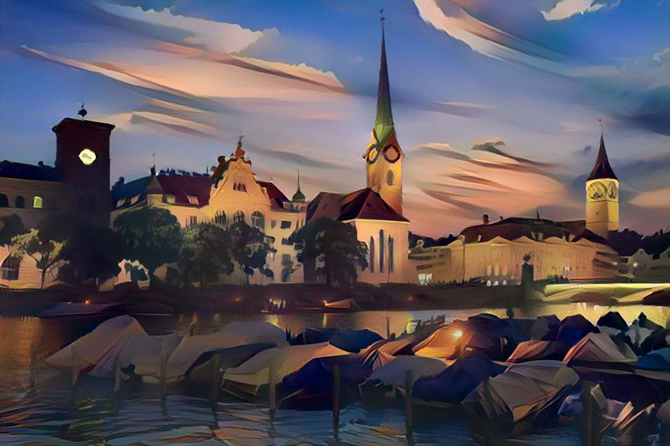 Zurich in twilight hour