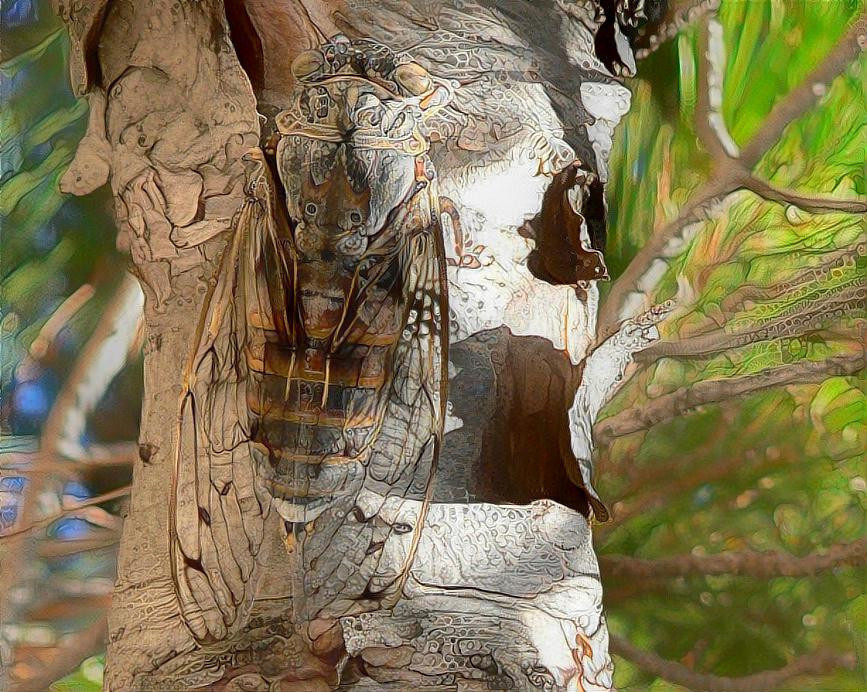 Well camouflaged cicada