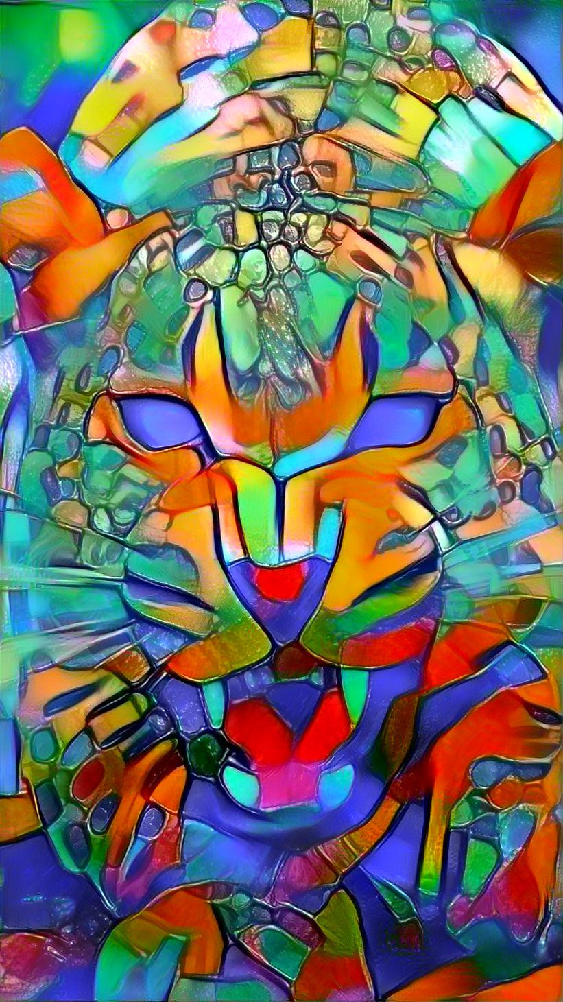 Bright tiger stained glass