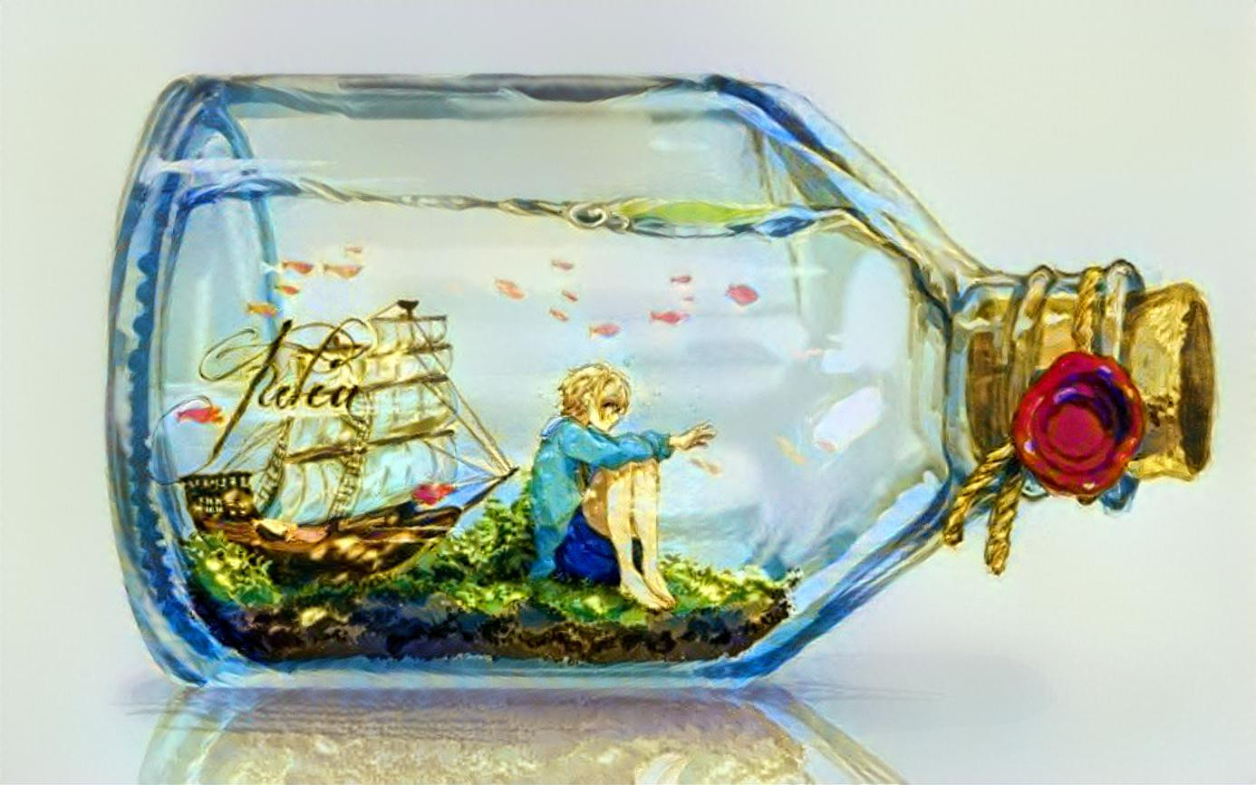 Composition in a bottle. 