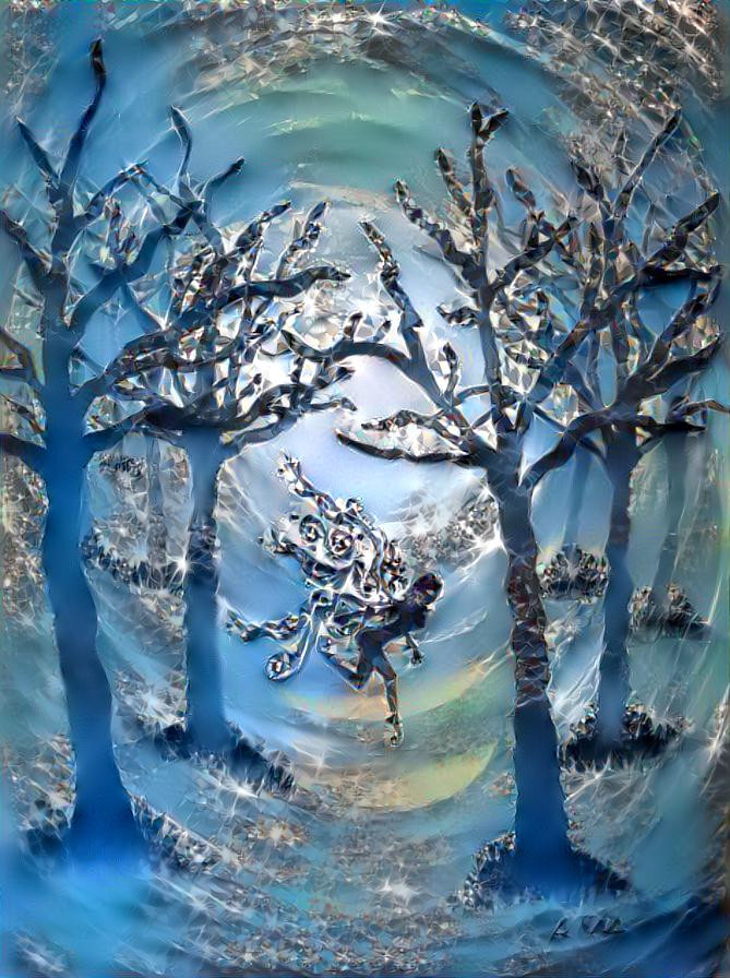 "Ice Fairy", original image is one of my canvas paintings, image used for style is not my image.
