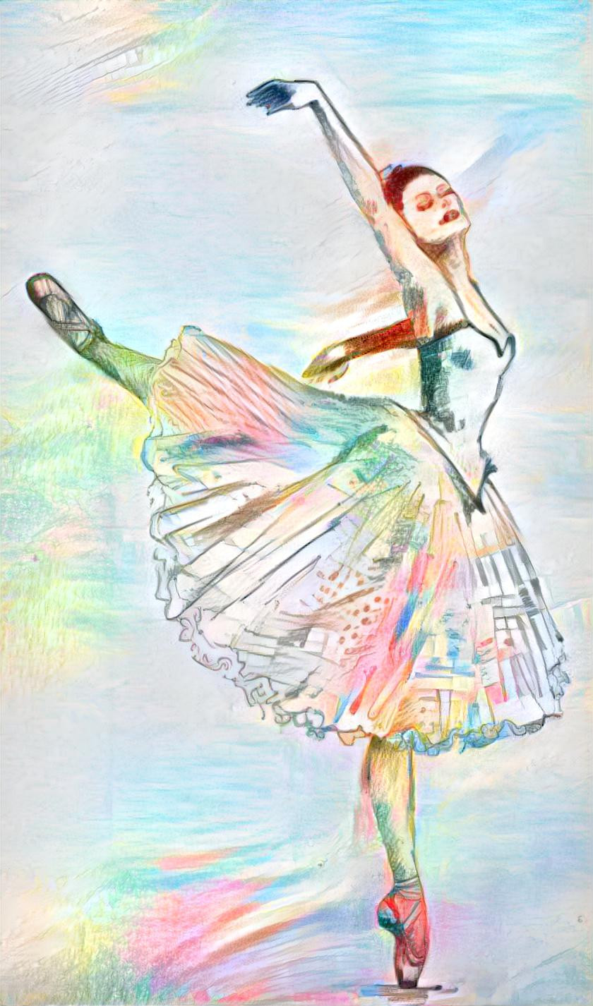 Ballerina in coloured pencil