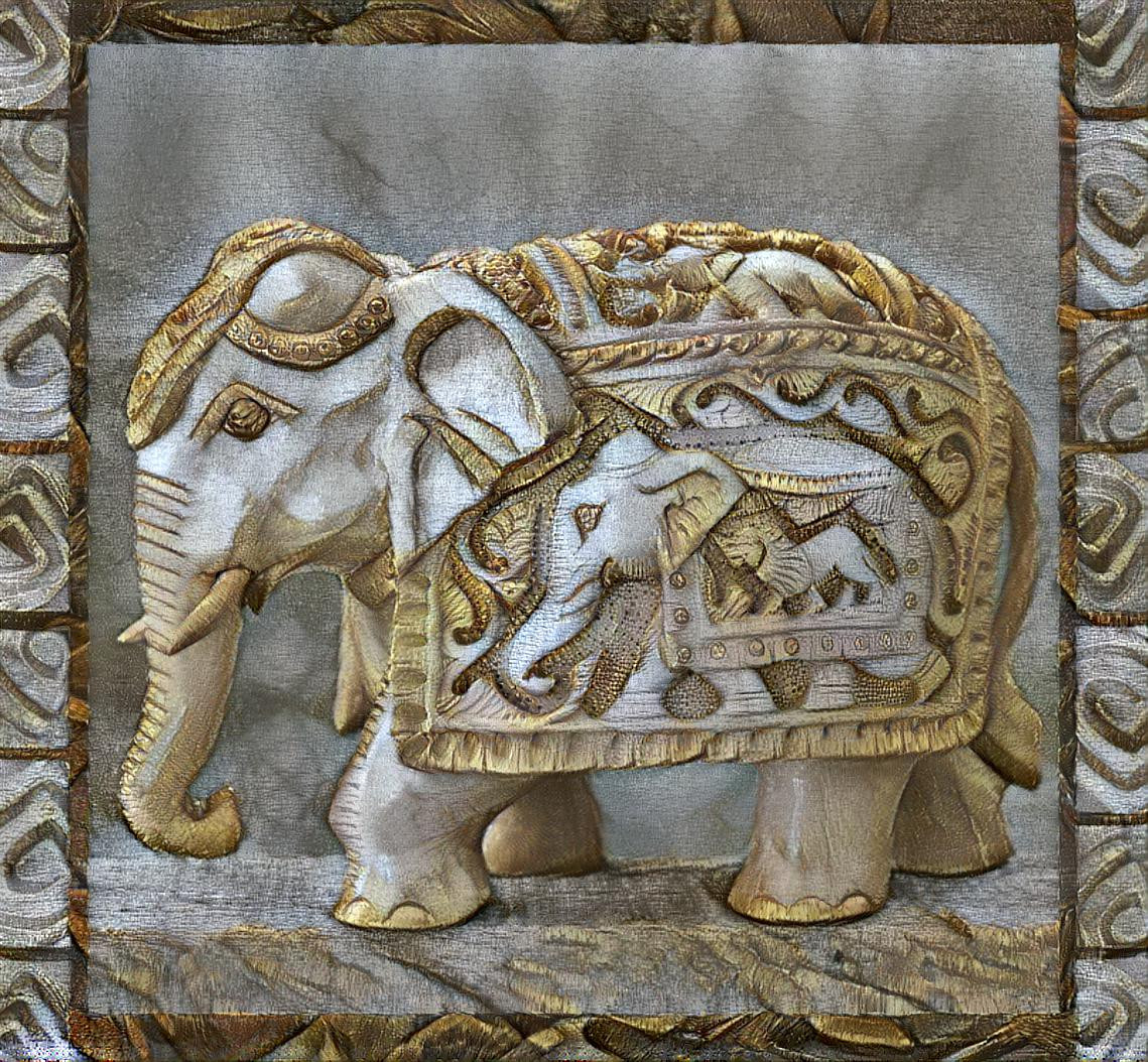 Indian Elephant Figurine with Gold Trim